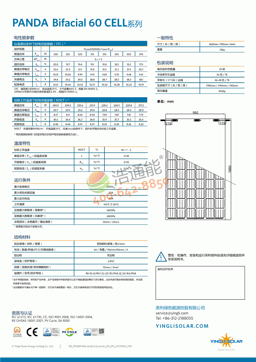 Ӣ���ξ���̫��ܹ��늳ذ�PANDA Bifacial 60Cellϵ��Ԕ������